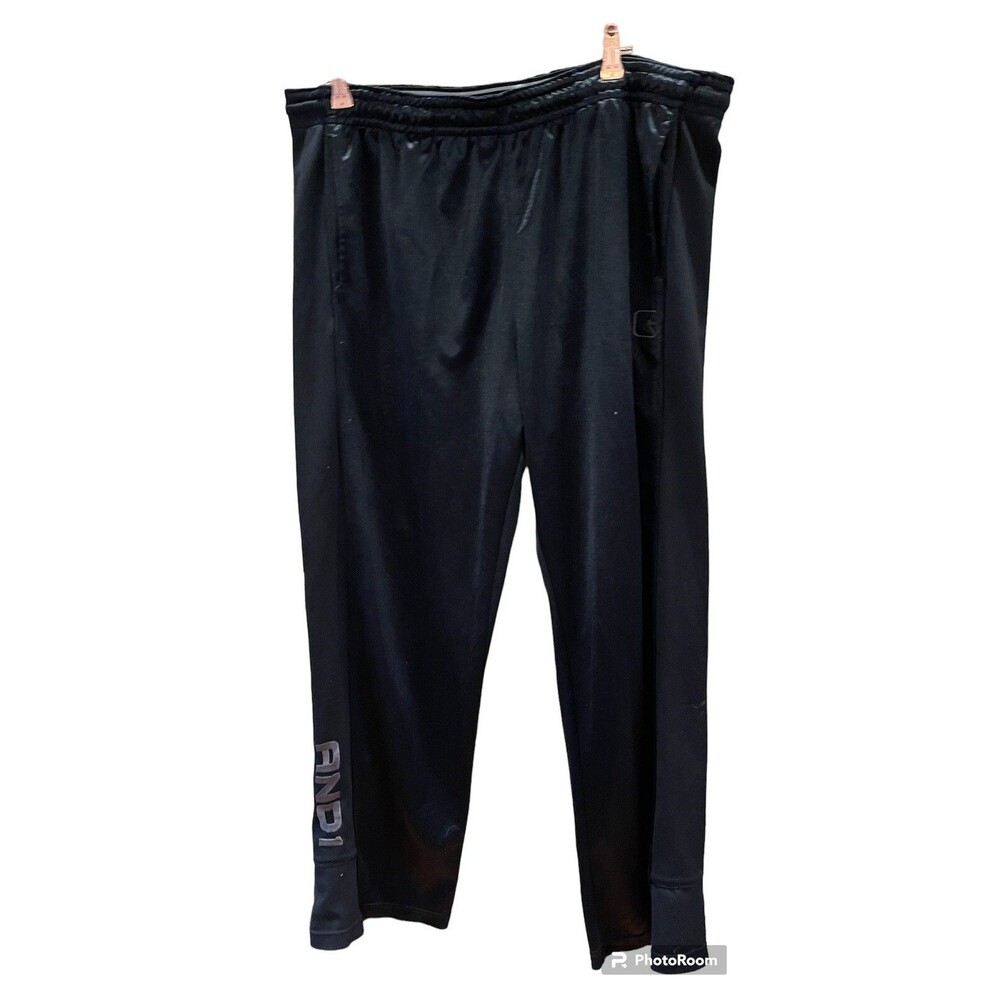And1 Track Pants Black Large Drawstrings Logo